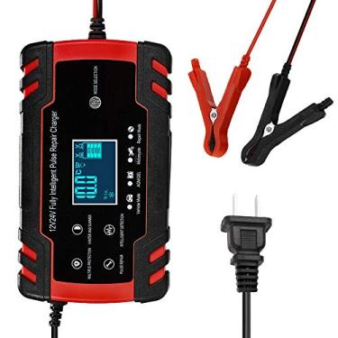 Imagem de Carregador De Bateria Inteligente Automático De 3 Estágios,Carregador De Reparação De Pulsos De 12V 24V Com Display Lcd Carregador De Bateria De Motocicleta E Carro Agm Gel Wet Carregador