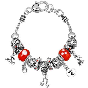 Imagem de Bracelete Falari com pingente do zodíaco multicolorido com contas de metal Murano prateadas
