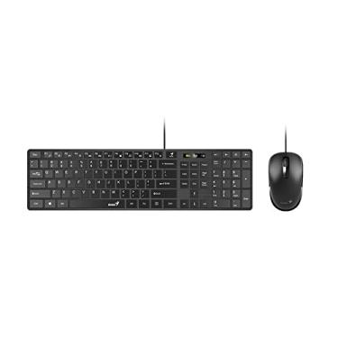 Imagem de Kit teclado e mouse Genius SlimStar C126 Preto (USB/Tecla chocolate/Teclado sem borda/F1-F2 Customizável/Teclas multimídia/Cabo 1,5m)