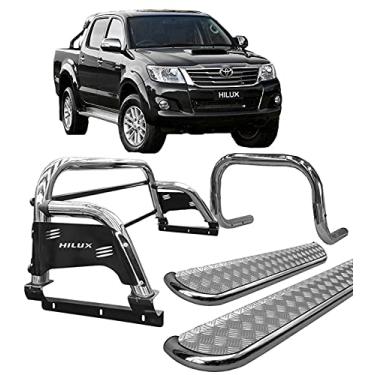 Imagem de Kit quebra mato+Estribo CHAPA+Santo Ant H3 Hilux CROMO 05/15