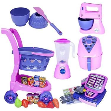 Imagem de Kit Brinquedo Menina Super Mercado Batedeira Air Fryer 31pç