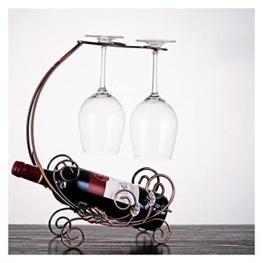 Imagem de Suporte de garrafa de vinho para mesa, suporte de vinho, armazenamento de bancada, suporte de arame de aço resistente para bar doméstico e cozinha (cor: B)