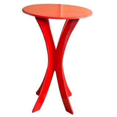 Imagem de Mesa Mesinha De Canto/Lateral Base Redonda Pé Em X Amarelo