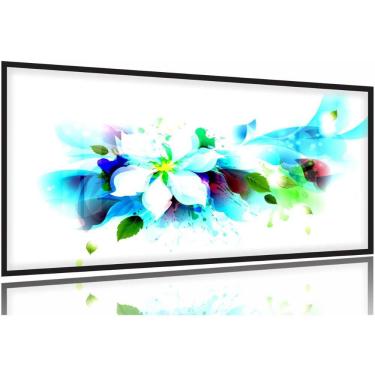 Imagem de Quadros Decorativos Flor Colorido Abstrato Sala 130x60 Moldura Preta 2x2