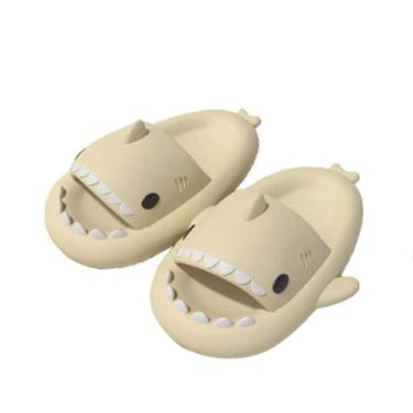 Imagem de Chinelo de tubarão moderno masculino e feminino verão sandálias de dedo aberto de secagem rápida interior e externo praia chinelos femininos macios, plataforma de EVA