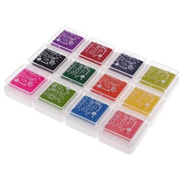 Imagem de kowaku 12 cores não tóxicas pigmento pintura a dedo carimbo almofada de tinta para crianças brinquedos arte artesanato