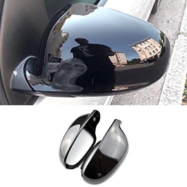 Imagem de Fouedy 2 peças pretas para VW GOLF 5 V MK5 GTI Jetta Passat B5.5 B6 EOS Sharan Superb Side Wing Rear View Mirror Cover Substituição Shell (preta)