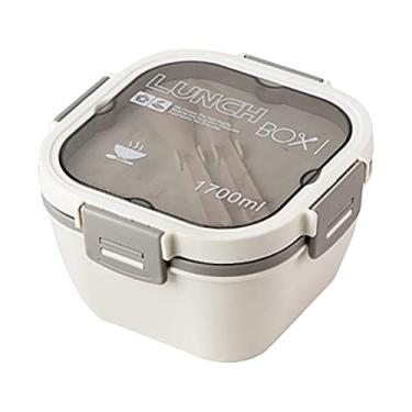 Imagem de burko Recipiente De Almoço De Salada De Camada Dupla 4 Compartimentos Com Recipiente De Molho Garfo Colher Recipientes De Armazenamento De Preparação De Alimentos Para Lanches De Viagem Escolar