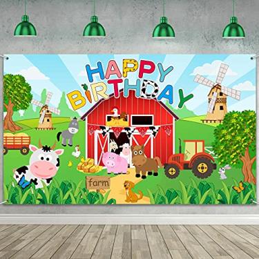 Imagem de Tatuo Artigos de festa de aniversário de fazenda animal feliz aniversário foto fundo grande fotografia de fazenda decoração para festa de aniversário de criança chá de bebê, 72,8 x 43,3 polegadas