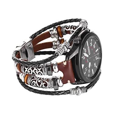 Imagem de KONAFEI Pulseira de couro de 20 mm compatível com Samsung Galaxy Watch 7 e FE, 6 e 5 e 42 mm/40 mm e 44 mm/Watch 5 Pro/Watch 6e 4 Classic de 43 mm/47 mm/42 mm/46 mm/Active 2/Garmin Venu, pulseira de