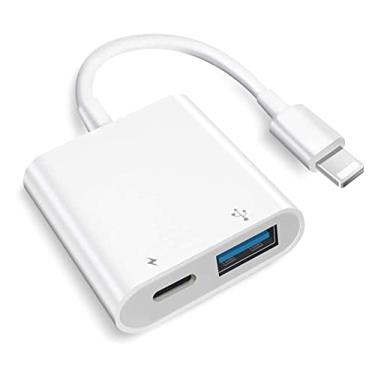 Imagem de [Certificado Apple MFi] Adaptador Lightning para USB OTG para iPhone, adaptador de câmera USB com porta de carregamento rápido compatível com iPhone/iPad/leitor de cartões/pen drive USB/teclado/mouse, adaptador USB portátil