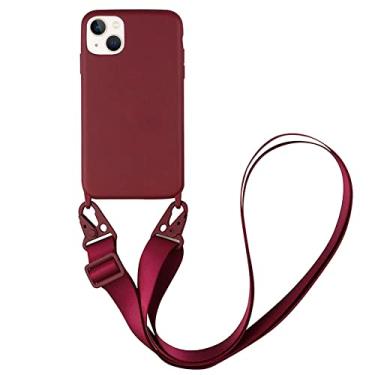 Imagem de CQUUKOI Compatível com iPhone X/XS, capa de telefone transversal com cordão, capa fofa de silicone macio com alça de ombro ajustável, protetor à prova de choque compatível com mulheres meninas vinho