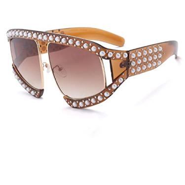 Imagem de Óculos de sol femininos transparentes irregulares, designer de moda, óculos de tamanho grande, óculos de sol femininos populares, óculos de sol, chá c3, tamanho único