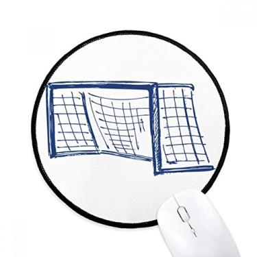 Imagem de Tapete de mouse com padrão de rede de porta de futebol azul, tapete redondo para computador