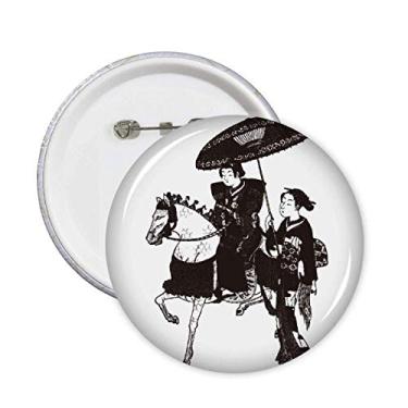 Imagem de Japão, feminino, equitação, cavalo, esboço, broches, emblema, acessório, decoração, 5 peças