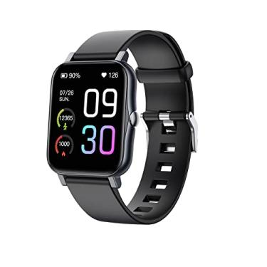 Imagem de SZAMBIT Competivel para apple huawei xiaomi smartwatch esportes rastreador sono monitor de freqüência cardíaca pulso fitness pulseira relógio inteligente masculino feminino (Preto)