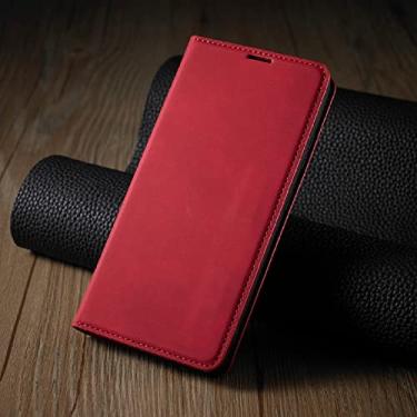 Imagem de Capa carteira para cartão de couro com flip magnético comercial para iPhone 14 13 12 11 Pro Max XS Max XR X 8 7 6S 6 Plus SE 5 5S, vermelho, para iPhone 13 Mini