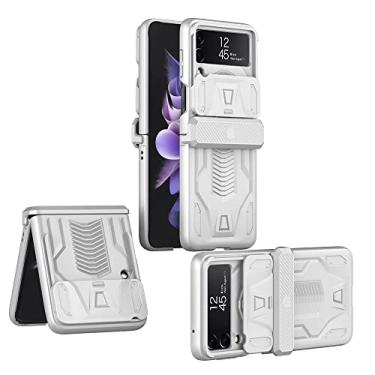 Imagem de Capa de PC Armor de cor sólida para Samsung Galaxy Z Flip 4 5G Capa de telefone Megnetic Hinge Rail Lens Lens Protective Cover para flip3, Feature Silver, for Z Flip4 (PC)
