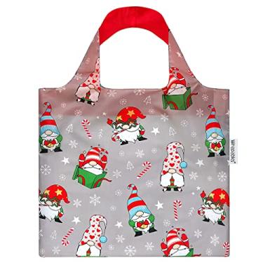 Imagem de Wrapables Bolsa de compras reutilizável da coleção AllyBag de Natal, Gnomos cinza, One Size, Bolsa de compras reutilizável da coleção Allybag de Natal