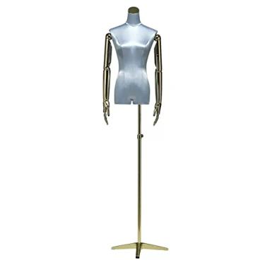 Imagem de Female Mannequin Torso Torso de manequim de busto feminino em forma de vestido, bustos de forma de vestido de meio comprimento com braços, modelo manequim para exibição realista de roupas (Color : Bl