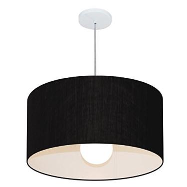Imagem de Lustre Pendente Cilíndrico Cúpula Tecido 55x30 cm, Vivare Iluminação, Pendente4208 PR, Preto, Médio