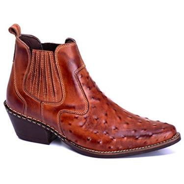 Imagem de Botina Country Masculina Texas legitimo couro bovino estampa Avestruz 145 (41, 145-pinhão)