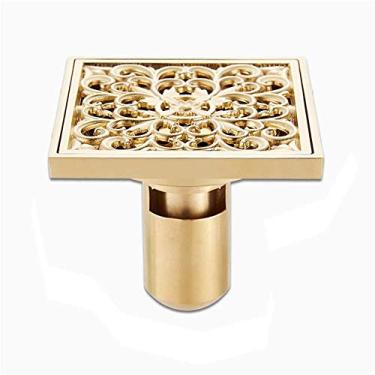 Imagem de Piso ralo chuveiro quadrado antigo ouro cobre com filtro removível invisível anti-odor tampa padrão Home Hotel acessórios de banheiro
