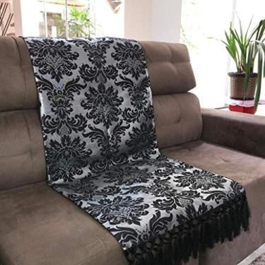 Imagem de Manta de Sofá Jacquard Luxo Preto com Prata 190x140
