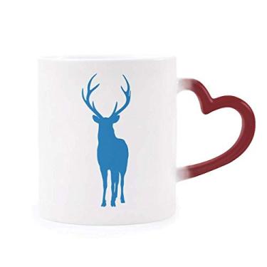 Imagem de Caneca de grés azul de grão de madeira sensível ao calor vermelha muda de cor