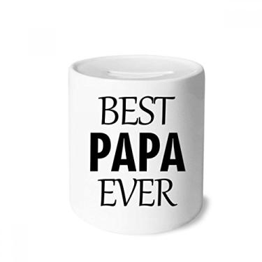 Imagem de DIYthinker Caixa de moedas de cerâmica com a frase Best Papa Ever para o Dia dos Pais