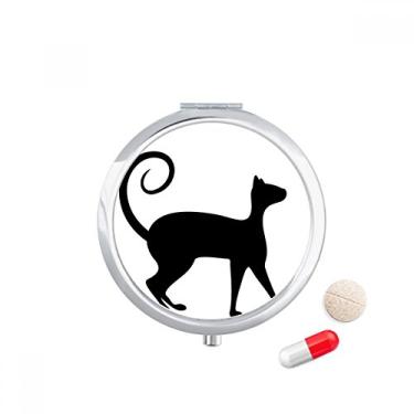 Imagem de Pet Lover Caixa de comprimidos com desenho de animal de gato preto, caixa de armazenamento de remédios