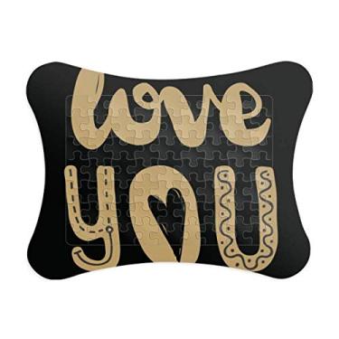 Imagem de Love You Moldura de quebra-cabeça de escrita a mão com citação "Love You", jogo de quebra-cabeça de papel para casa