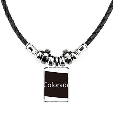 Imagem de DIYthinker Colar Colorado America Mapa dos EUA Colar Joias Torque Corda de Couro Pingente