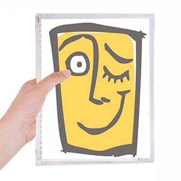 Imagem de Wink Caderno abstrato com desenho de rosto feliz folhas soltas diário recarregável artigos de papelaria