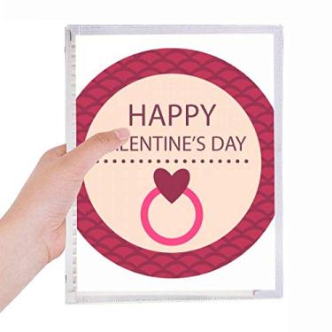 Imagem de Caderno rosa redondo Happy Valentine's Day Caderno de folhas soltas diário recarregável artigos de papelaria