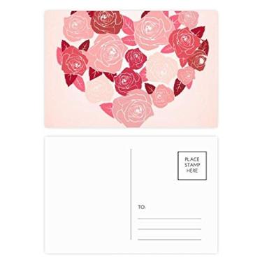 Imagem de Conjunto de cartões postais de Dia dos Namorados com rosas em formato de coração