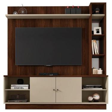 Imagem de Estante Home Theater Até 65 Polegadas Pilar Havana Off White - Caemmun