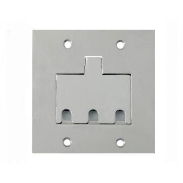 Imagem de Placa Piso Inox 4x4 P/3 Tomadas RJ45/RJ11 Cod.PI44/RJ - Stamplac