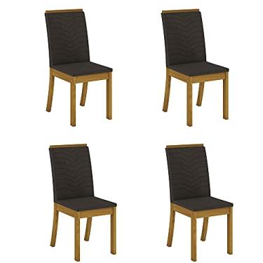 Imagem de Conjunto 4 Cadeiras Estofadas Isa Nature/Marrom Henn