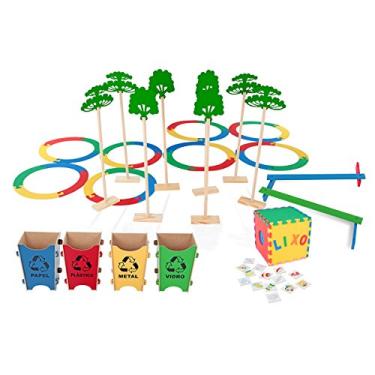 Imagem de Corrida da Coleta Seletiva 154 Peças Maleta Mdf Caixa Papelão Carlu Brinquedos