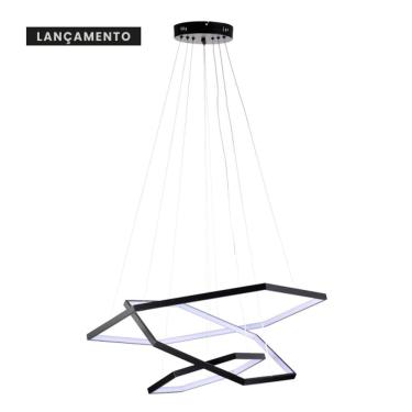 Imagem de Lustre Pendente 3 Argolas Sammy Ø40xø60xø80 - Preto
