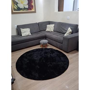Imagem de Pratatêxtil Tapete Redondo 1,50m Quarto Sala Escritório Pelo Macio. Cor:Preto, Tamanho:2 metros x 2 metros