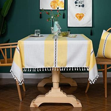 Imagem de HQJHQS Toalha de mesa de linho de algodão à prova d'água à prova de poeira resistente ao solo para cozinha, jantar, festa, Natal, retangular, toalhas de mesa 140 x 180 cm