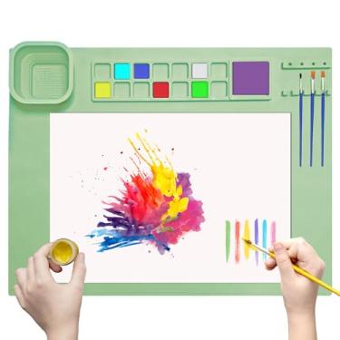 Imagem de SOQKEEN Tapete de pintura de silicone 50,8 x 40,6 cm, tapetes de pintura com copo, dobrável, antiaderente, artesanato, massa, massa, miçangas, para colorir, desenhar, artesanato, artesanato, faça você