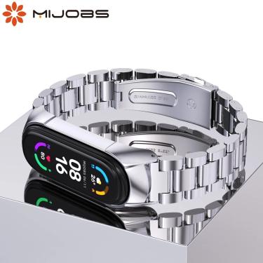 Imagem de Pulseira de metal inoxidável para relógio inteligente  pulseira para xiaomi mi band 6 5 4 3 mi band
