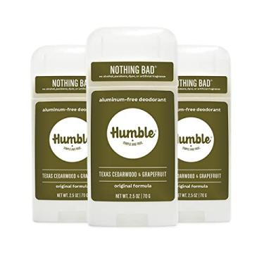 Imagem de Desodorante Humble All Natural, sem alumínio e parabeno, Desodorante Masculino e Feminino Cruelty Free, Cedro e Toranja, Pacote com 3