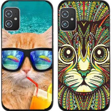 Imagem de 2 peças de capa de telefone traseira de silicone gel TPU gato de férias legal para Asus Zenfone 8/9/10 (Asus Zenfone 8)