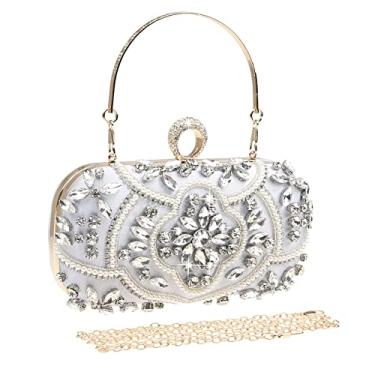 Imagem de DA BODAN Bolsa de mão feminina brilhante com strass e cristal, bolsa de mão para noivas, para festas de casamento, formatura, 2201 - prata