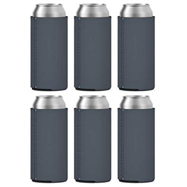 Imagem de TahoeBay 6 mangas finas de lata – Coolers de cerveja de neoprene em branco – Compatível com RedBull de 325 ml, Michelob Ultra, seltzer de ponta de garra branca (carvão, 6)