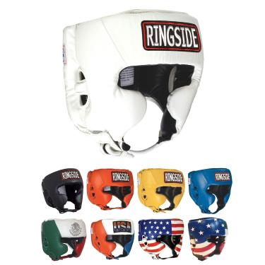 Imagem de Ringside Capacete de boxe de competição, capacete de couro aprovado pelos EUA com proteção contra bochechas, ótimo para MMA, Muay Thai, Kickboxing e treinamento, ideal para homens e mulheres, branco